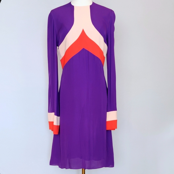 Emilio Pucci Purple, Pink and Orange Long Sleeve Midi Sheath Dress Size 42 - Picture 1 of 5